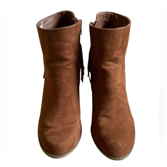 Carlos Santana Twilight Brown Suede Leather Boots Women's Size 6.5 Fringe Heel - Picture 3 of 14